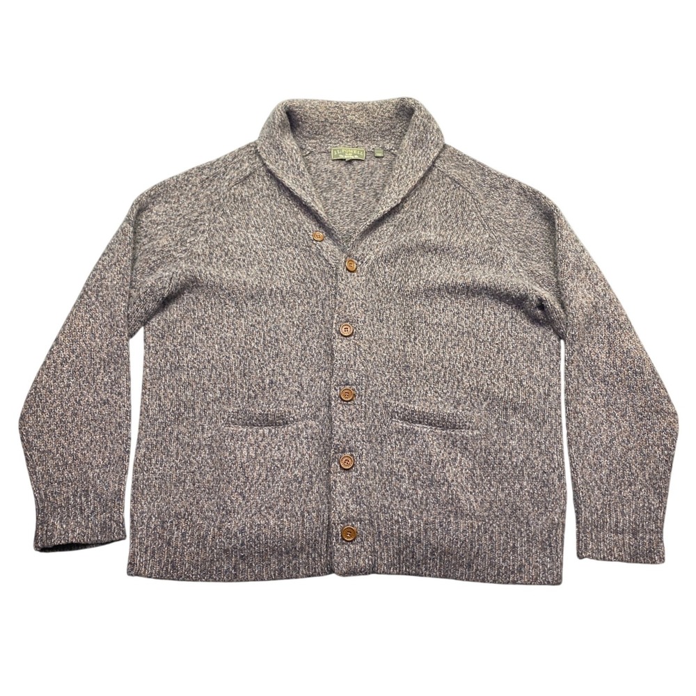 J.L. Powell XXL Shawl Collar Cardigan Geelong Wool Cashmere Alpaca Brown Marl
